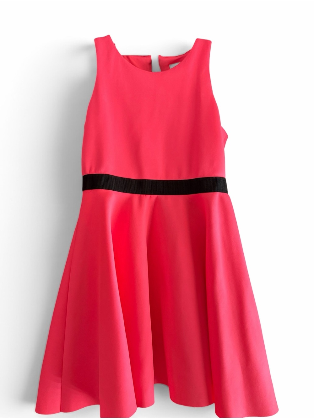 Milly girls Florescent  Pink Fit-and-Flare Dress with Black Waistband